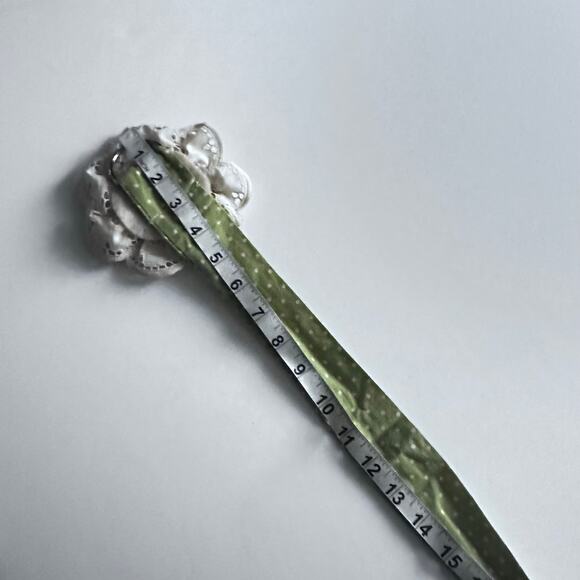 Persnickety Green and Gray Floral Hair Wrap or Belt - 48 Inches - Picture 6 of 8